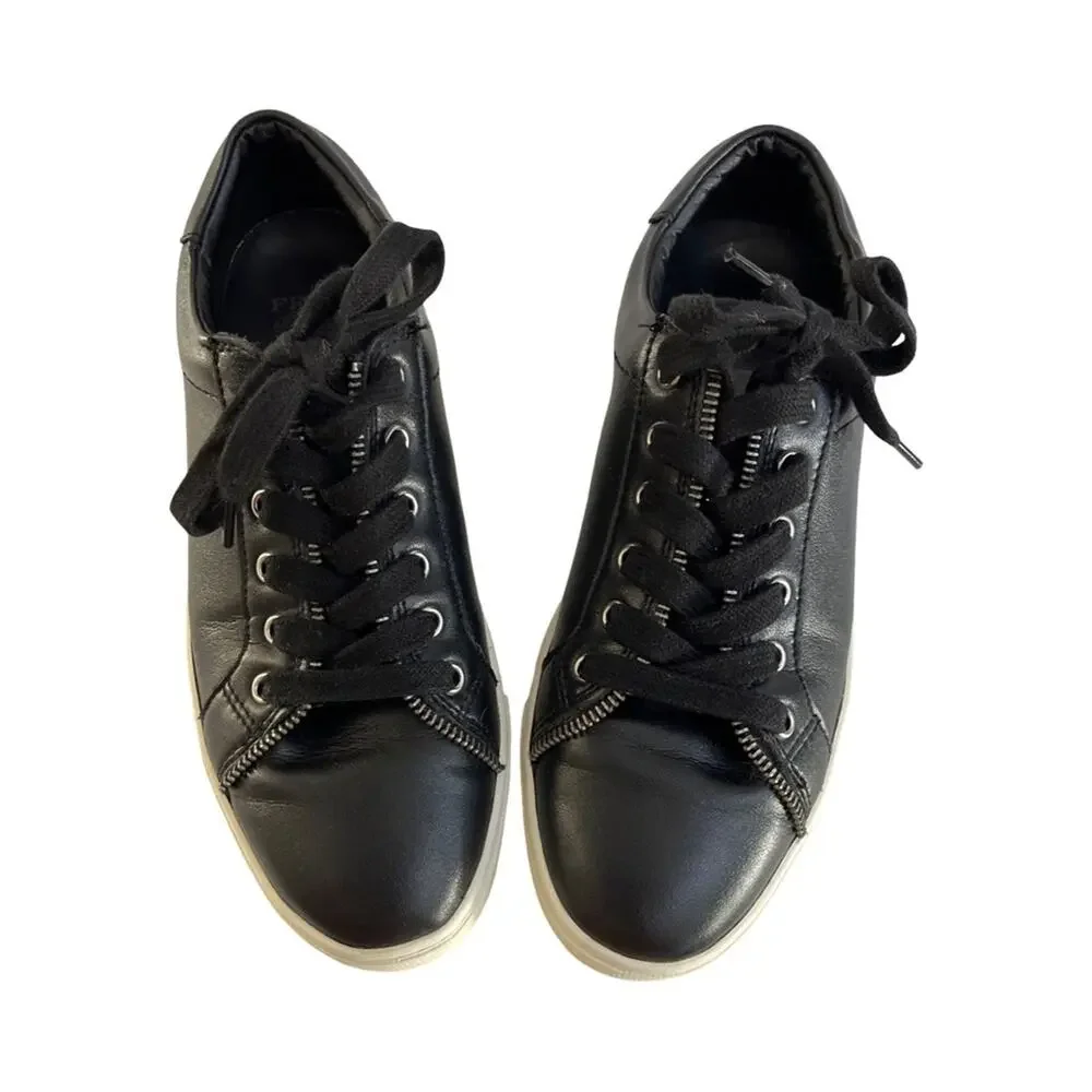 Frye And Co Sindy Moto Low Black Leather Zipper Detail Sneaker Women’s Size 8.5M - Picture 6 of 12
